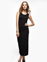 Cool Noire Coton 65% Polyester 35% Hood manches Summer Dress Ladies