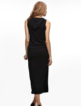 Cool Noire Coton 65% Polyester 35% Hood manches Summer Dress Ladies
