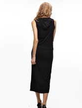 Cool Noire Coton 65% Polyester 35% Hood manches Summer Dress Ladies