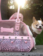 Sacs de transport Pour Chien 41.91*17.78*26.67cm  PU imprimé Léopard Rose Mignon 