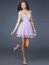 Glamorous Short Lilac Tulle Womens Homecoming Dress