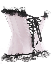 Pink Strapless Bow Satin Corset And Panty Set