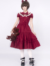 Cotton Red Lace Classic Lolita Dress