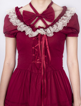 Cotton Red Lace Classic Lolita Dress