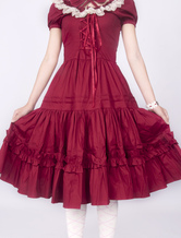 Cotton Red Lace Classic Lolita Dress
