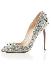 Escarpins d'argent élégant en flanelle de 4 1/3'' talons 