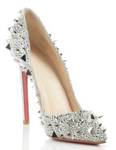 Escarpins d'argent élégant en flanelle de 4 1/3'' talons 