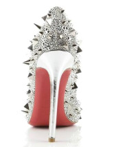 Escarpins d'argent élégant en flanelle de 4 1/3'' talons 