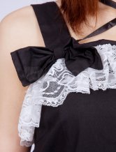 Robe de lolita noire et classique de Lolita en coton avec ride et nœud papillon 