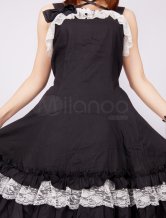 Robe de lolita noire et classique de Lolita en coton avec ride et nœud papillon 