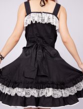 Robe de lolita noire et classique de Lolita en coton avec ride et nœud papillon 
