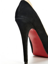 Escarpins noires de 5 1/2'' talons avec plate-forme en cuir poli 