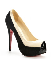Escarpins noires de 5 1/2'' talons avec plate-forme en cuir poli 
