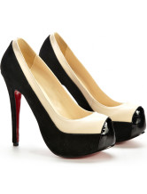 Escarpins noires de 5 1/2'' talons avec plate-forme en cuir poli 