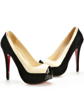 Escarpins noires de 5 1/2'' talons avec plate-forme en cuir poli 