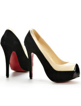 Escarpins noires de 5 1/2'' talons avec plate-forme en cuir poli 