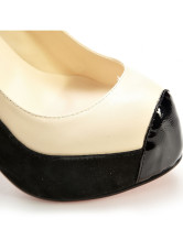 Escarpins noires de 5 1/2'' talons avec plate-forme en cuir poli 