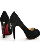 Escarpins noires de 4 7/10'' talons en cuir de peau de mouton 