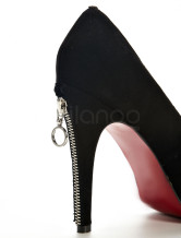 Escarpins noires de 4 7/10'' talons en cuir de peau de mouton 