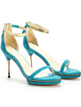 Modern Green 3 9/10'' High Heel Sheepskin Suede Fashion Sandals
