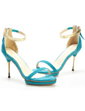 Modern Green 3 9/10'' High Heel Sheepskin Suede Fashion Sandals