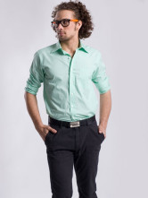 Verde formal de rayas de algodón de manga larga para hombre  's camisetas