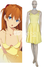 Neon Genesis Evangelion Asuka Yellow Dress Cosplay Costume