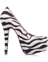 Chaussures de dessous rouge pour femmes plateformes à talon haut en modèle de zèbre