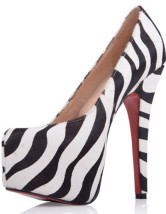 Chaussures de dessous rouge pour femmes plateformes à talon haut en modèle de zèbre