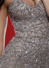 Mini Robe de fête de la rentrée d'argent élégant avec dentelle 