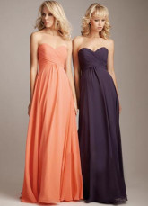 Elegant Purple Chiffon Sweetheart Floor Length Womens Bridesmaid Dress