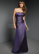 Ravissante robe de demoiselle d'honneur raisin sans bretelles faite en satin