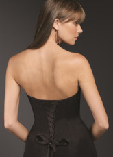 Slim Black Chiffon Strapless Floor Length Bridesmaid Dress