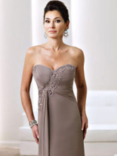 Fancy Brown Chiffon Sweetheart A-Line Mother of The Bride Dress