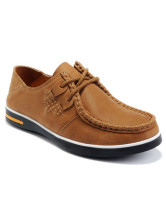 Comfortable Tan Cowhide Lace-Up Casual Shoes For Men