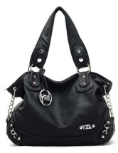 Fashion Black 38*12*30cm PU Womens Shoulder Bag
