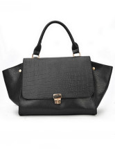 Bandolera moda negro PU cuero femenino
