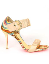 Printed Mary Jane High Heel Dress Sandals