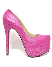 Fuchsia Platform Snakeskin Pattern Womens High Heel Shoes