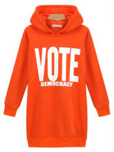 Hoodies orange caractères Polyester coton féminin