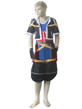 Costume Cosplay d'enfants de Kingdom Hearts 2 Sora en tissu uniforme noir rouge blanc bleu et jaune.