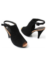 Escarpins fabuleuses noires en daim à bout ouvert hauts talons