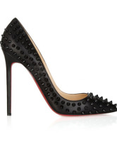 4 3/10'' High Heel Black Sheepskin Womens Fashion Shoes