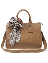 ファッションのソフト牛革 Leopard スカーフ装飾レディース トートバッグ
