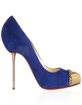 Superbe bleu Stiletto haut talon en peau de mouton Womens Shoes