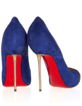 Superbe bleu Stiletto haut talon en peau de mouton Womens Shoes