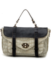Grey Beige PU Unique 36*15*23cm Women's Tote Handbag