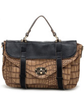 Khaki PU Cool 36*15*23cm Cow Leather Women's Tote Handbag