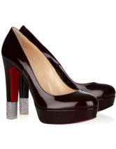 Escarpins trapus pour femmes en cuir de peau de mouton verni bourgogne