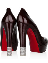 Escarpins trapus pour femmes en cuir de peau de mouton verni bourgogne